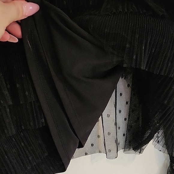 NWOT Express Black Sheer Polka Dot Blouse - Picture 10 of 11